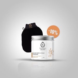 Savon noir à l’argan 200gr + kessa glove